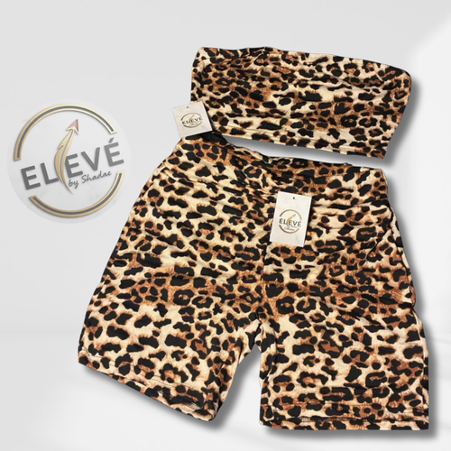 Leopard print shorts and top set 